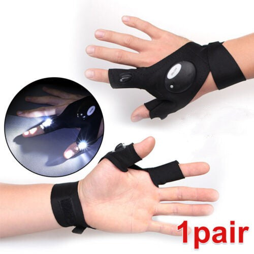 2x Finger Glove Gear Fishing Night Rescue Outdoor Beam Flashing Gloves LED Light