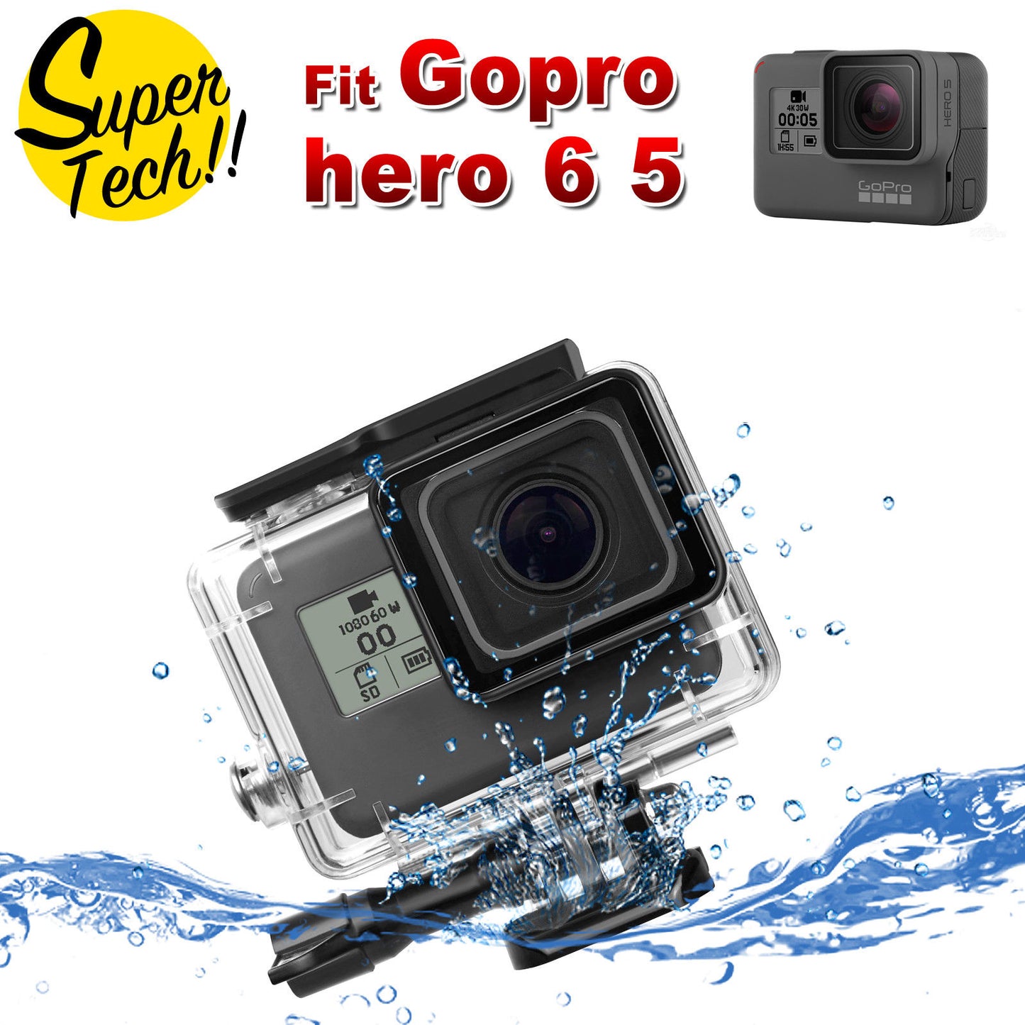 45M Underwater Waterproof Housing Case Protecting Cover Shell Gopro Hero 7 6 5