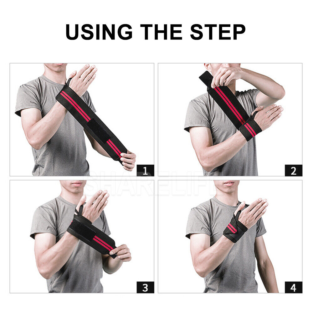 Weight Lifting Gym Training Wrist Support Straps Wraps Muscle Bodybuilding