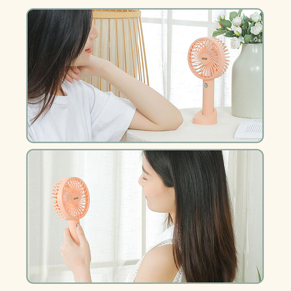 Mini Portable Hand-held Desk Fan Cooling Cooler USB Air Rechargeable 3 Speed