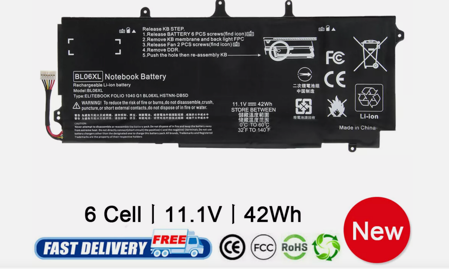 OEM Battery for HP BL06XL EliteBook 1040 G1 G2 Series HSTNN-IB6Z 804175-1B1