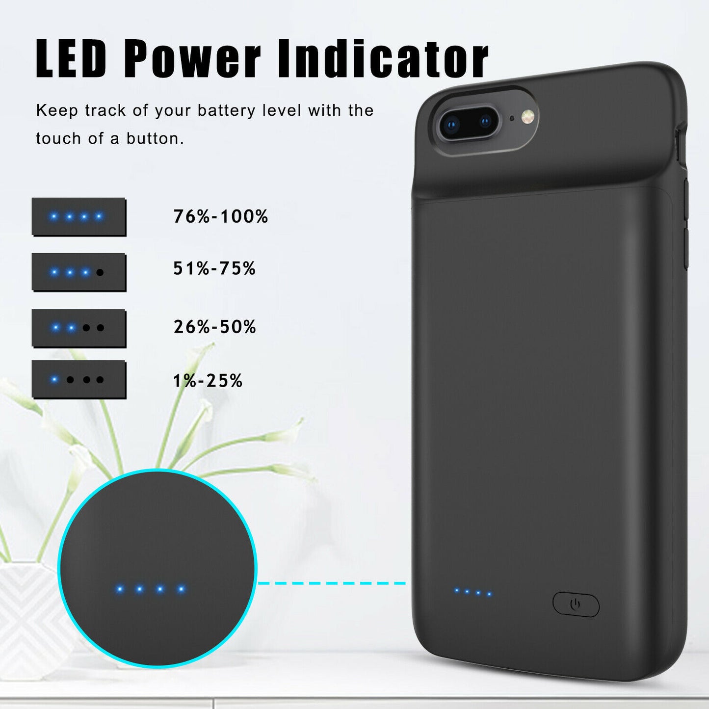 iPhone 6 6S 7 8 SE 2020  External Battery Charger Case Power Bank Charging Cover