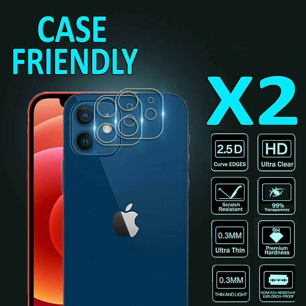 2X Apple iPhone Camera Lens Tempered Glass Screen Protector