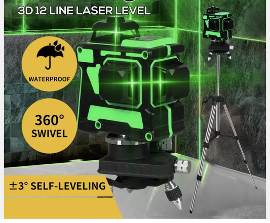 Laser Level Green Self Leveling Tripod 12 Line 360° Rotary Cross Measure Tool