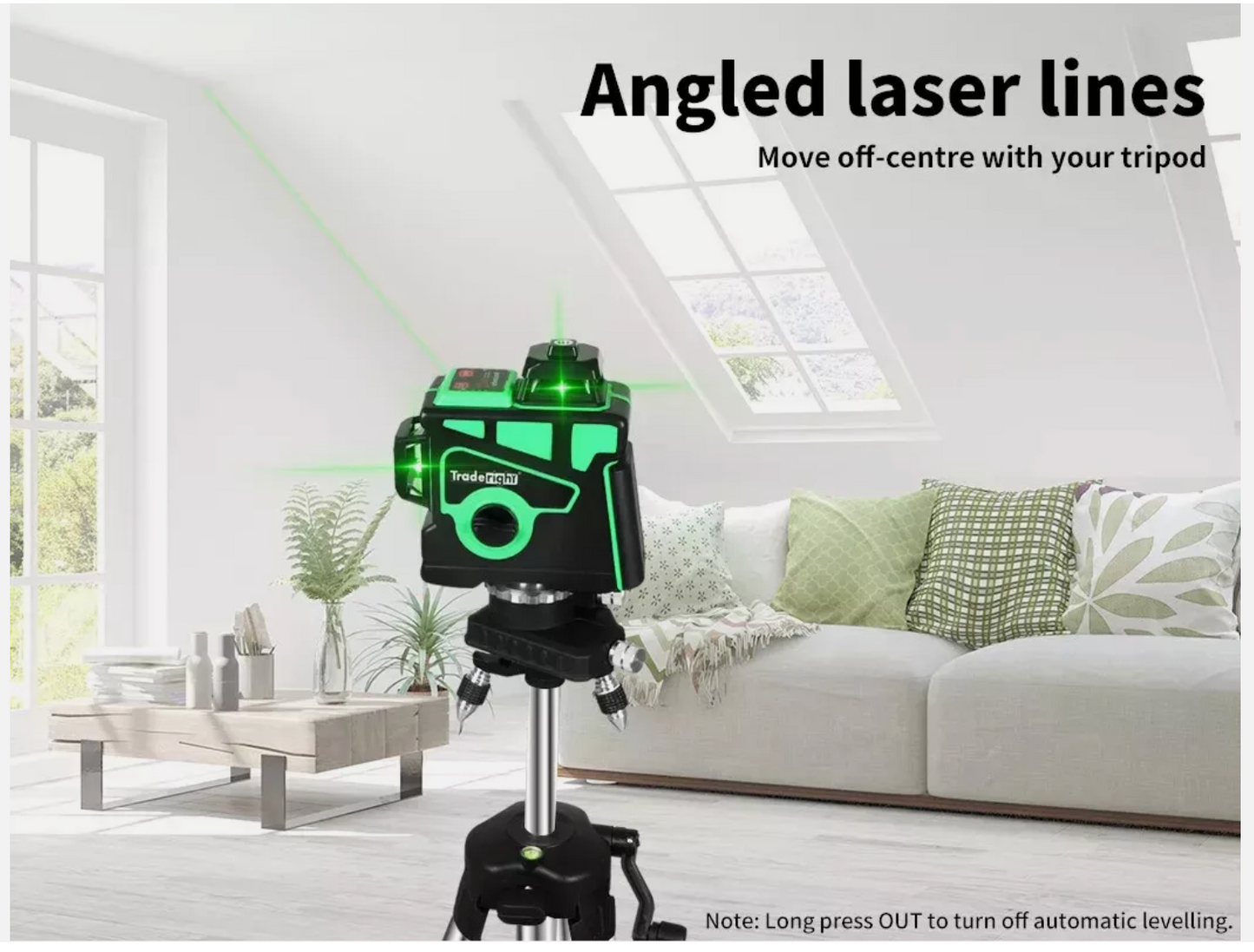 Laser Level Green Self Leveling Tripod 12 Line 360° Rotary Cross Measure Tool