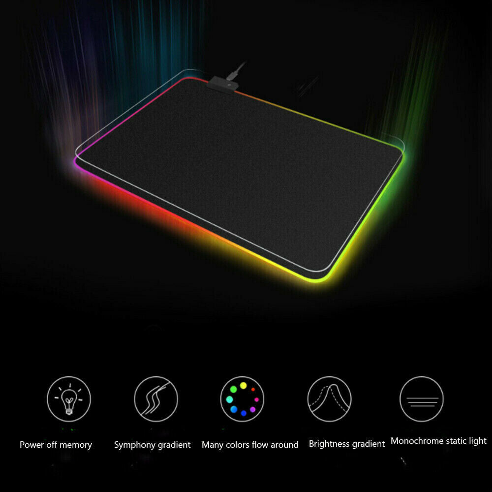 RGB LED Gaming Mouse Pad Desk Mat Extend Anti-slip Speed Mousepad 90cmx40cm