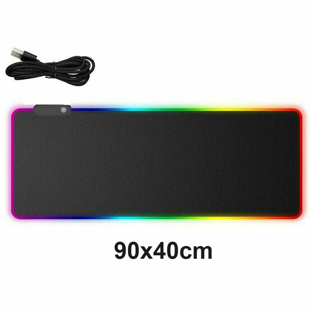 RGB LED Gaming Mouse Pad Desk Mat Extend Anti-slip Speed Mousepad 90cmx40cm