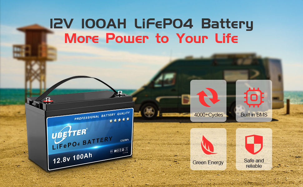 12V 100Ah Mini LiFePO4 Battery, Bluetooth APP