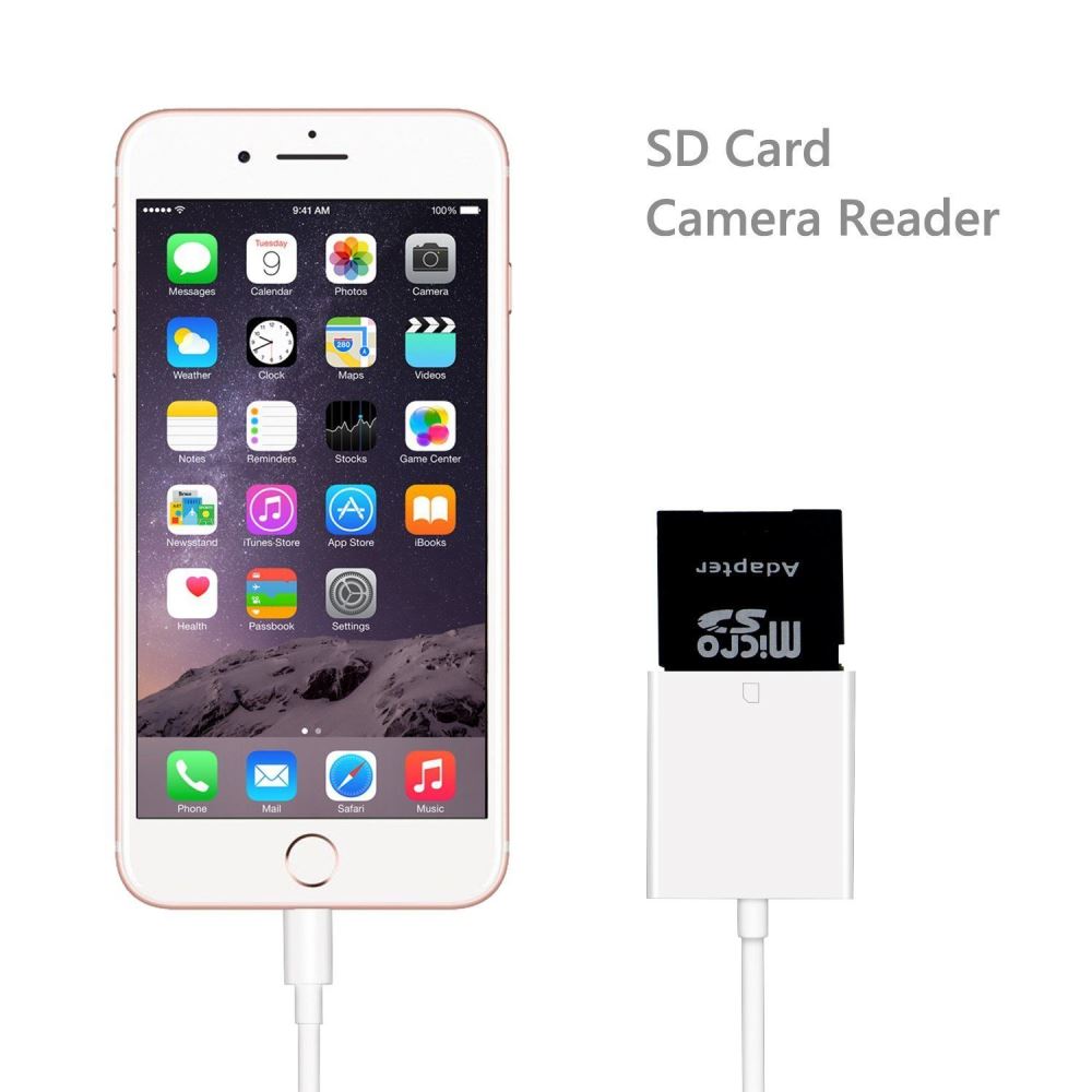 For iPhone X 6 7 8 iPad Lightning to SD Card Reader