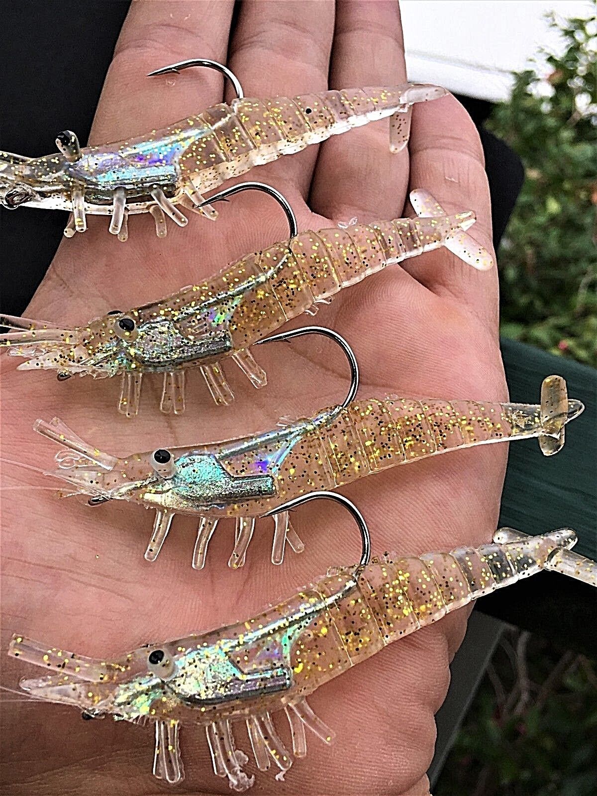 4xRigged Prawn Shrimp Fishing Lure Soft Plastic Baits Lure Flathead Barra Jew