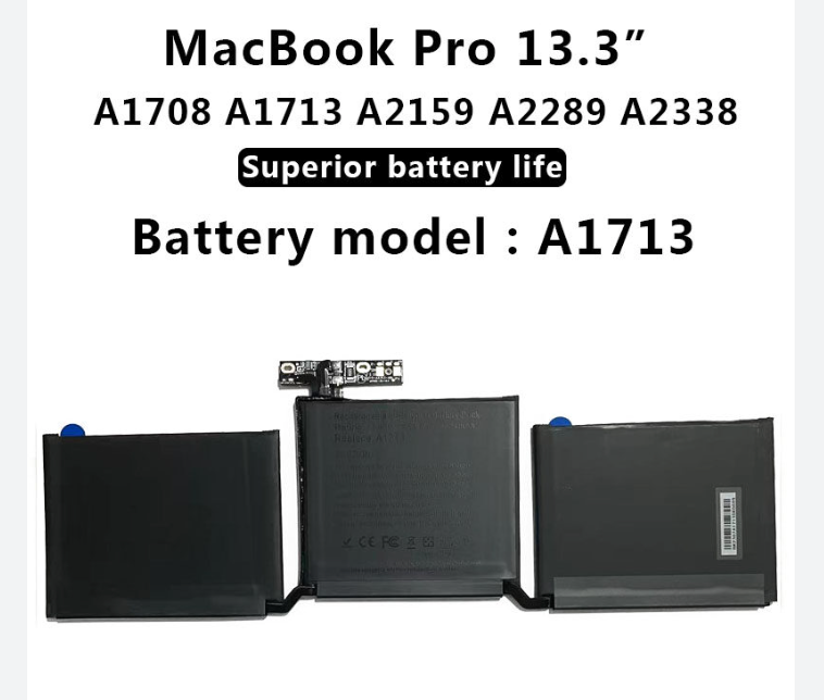 A1713 Battery for Apple Macbook Pro 13" A1708 Late 2016 Mid 2017