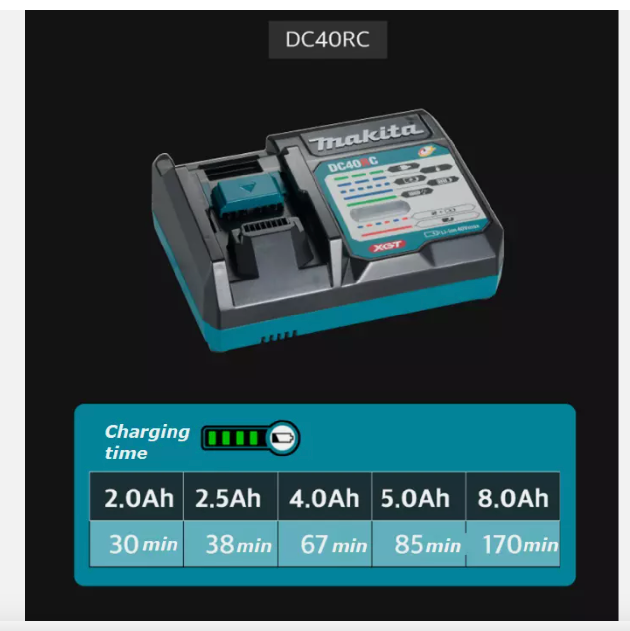 Makita DC40RC Charger 40V Max Charger Indicator Cooling Fan