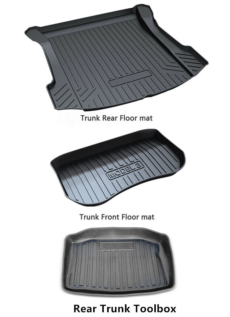 Tesla Model 3 Rear Front Cargo Trunk Toolbox Luggage Tray Boot Liner Floor Mat