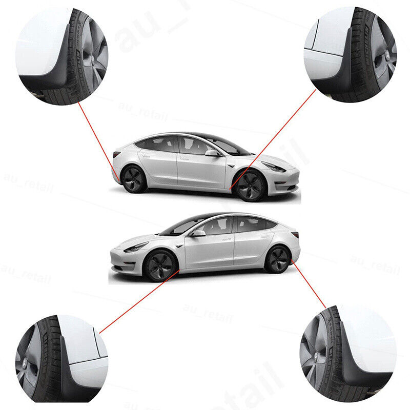 4PCS For Tesla Model 3 Mud Flaps Splash Guards Fender No Holes 2017-2022