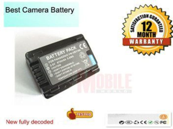 Battery for Panasonic VW-VBY100 VW-VBL090 HC-V110 HC-V201 HC-V130
