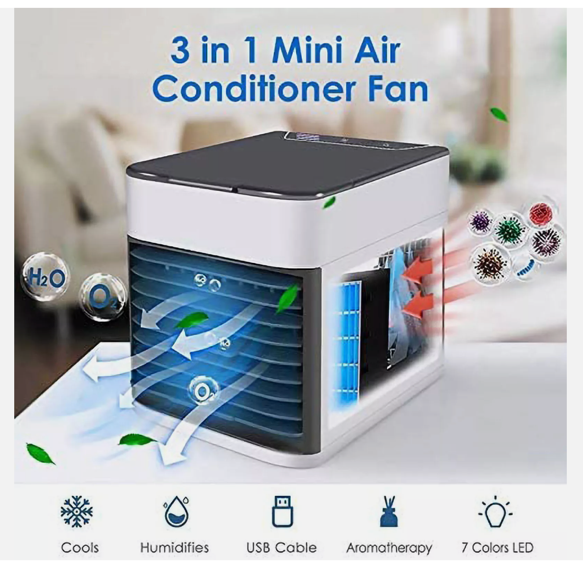 Portable Mini Air Cooler Fan Air Conditioner Cooling Fan Humidifier Desk USB Fan