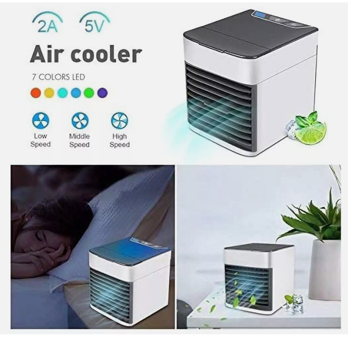 Portable Mini Air Cooler Fan Air Conditioner Cooling Fan Humidifier Desk USB Fan