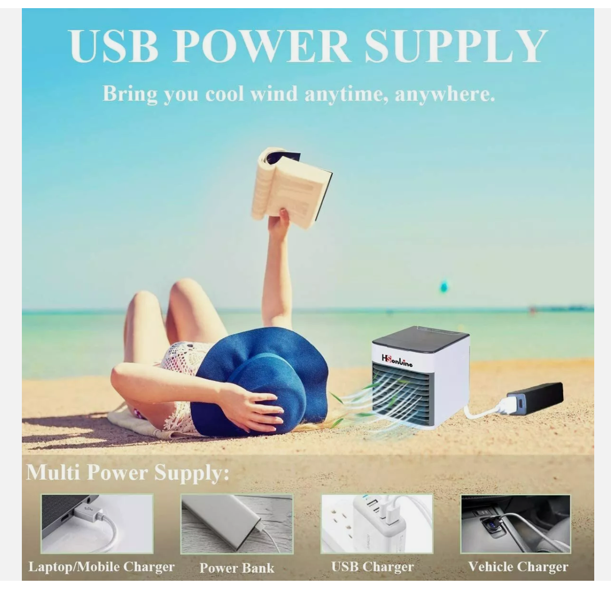 Portable Mini Air Cooler Fan Air Conditioner Cooling Fan Humidifier Desk USB Fan