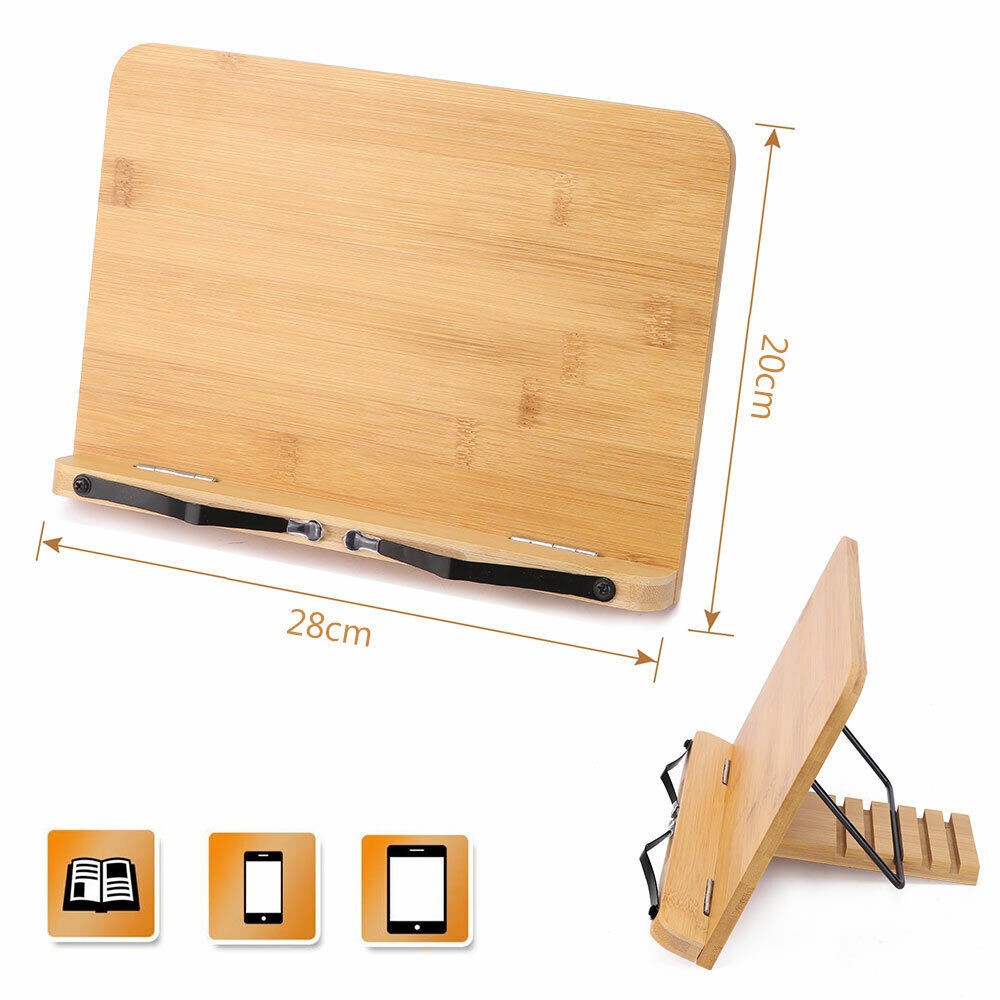 Adjustment Book Stand Bamboo Reading Rest Tablet Rack Home Study Holder Foldable