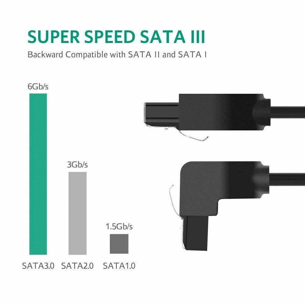 SATA 3 III 3.0 Data Cable Adapter 6Gbps for HDD SSD with Angle and Lead Clip