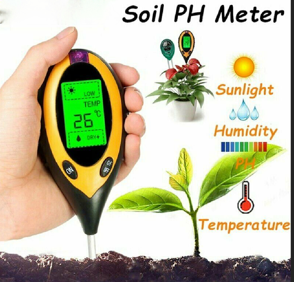 4 in1 Soil PH Meter Tester Digital Temperature Sunlight Fertility Hygrometer