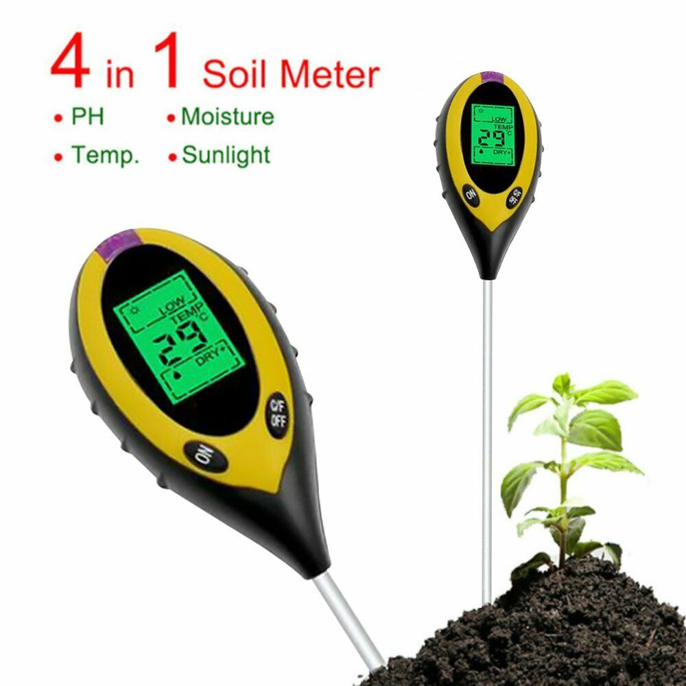 4 in1 Soil PH Meter Tester Digital Temperature Sunlight Fertility Hygrometer