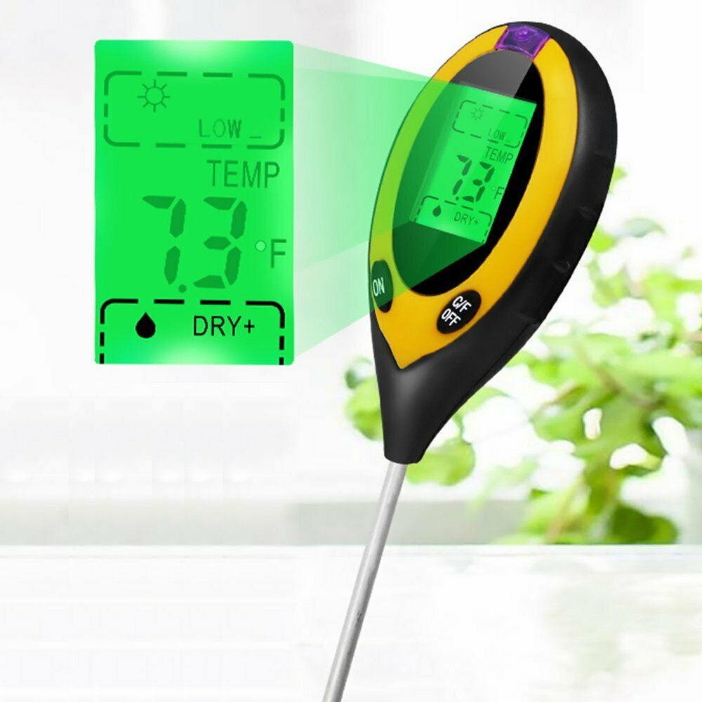 4 in1 Soil PH Meter Tester Digital Temperature Sunlight Fertility Hygrometer