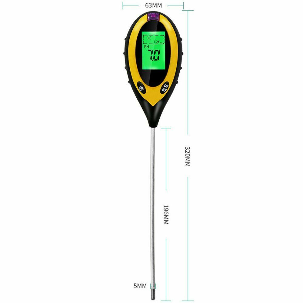 4 in1 Soil PH Meter Tester Digital Temperature Sunlight Fertility Hygrometer