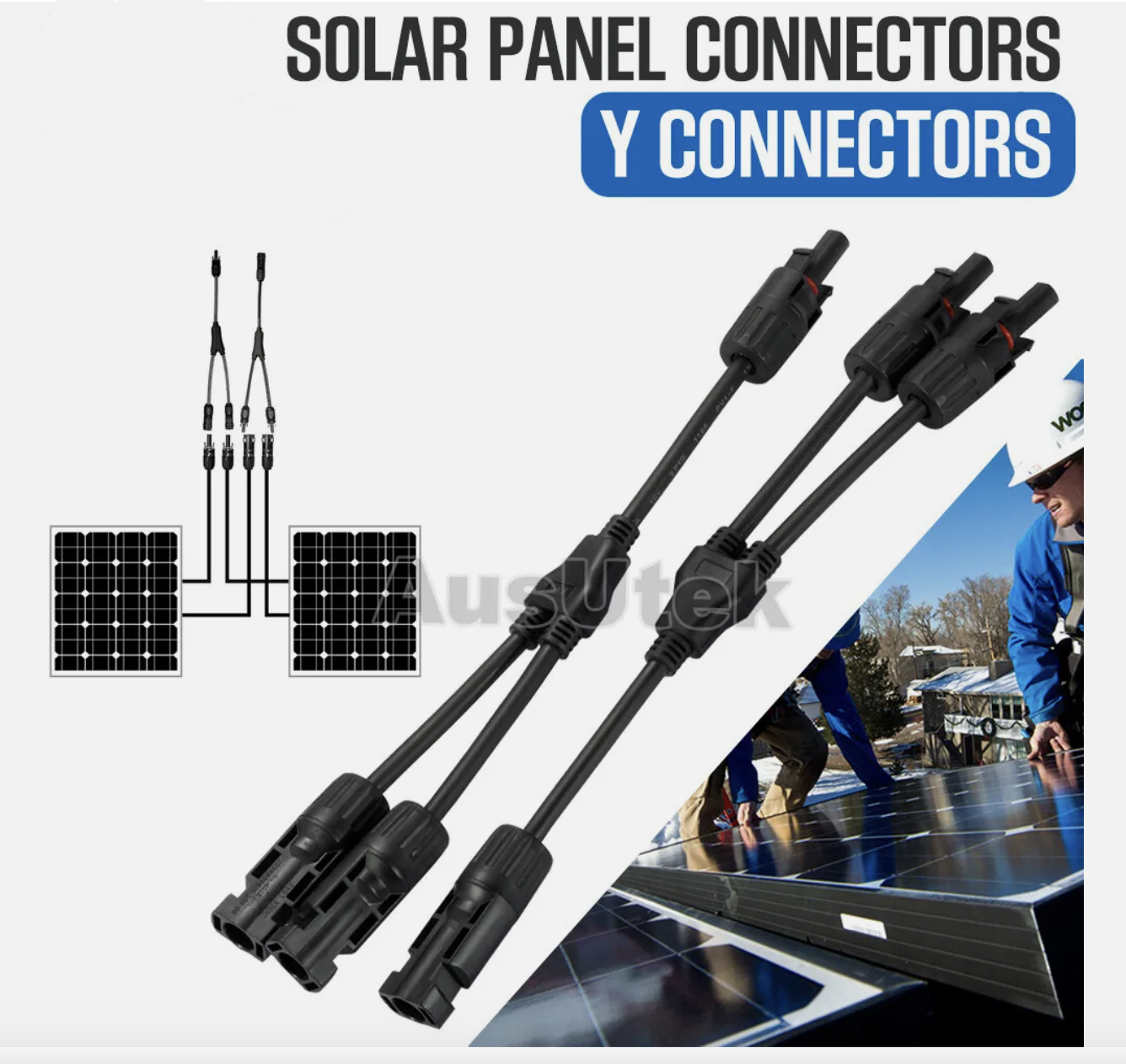 1 Pair Solar Y Connector Cable Plug Inline Solar PV Panel IP67 2 connection