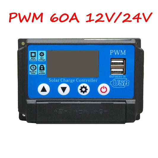 PWM 60A 12V-24V Solar Panel Battery Regulator Charge Controller USB LCD