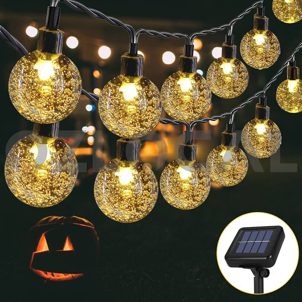 12M 100led Solar Globe String Lights Fairy Outdoor Festoon Party Garden Decor