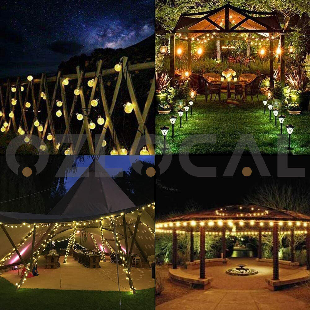 12M 100led Solar Globe String Lights Fairy Outdoor Festoon Party Garden Decor