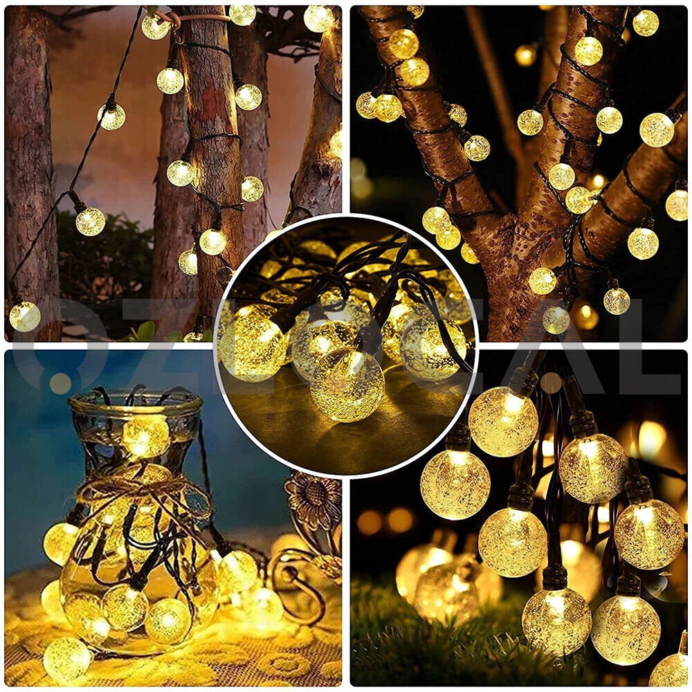 12M 100led Solar Globe String Lights Fairy Outdoor Festoon Party Garden Decor