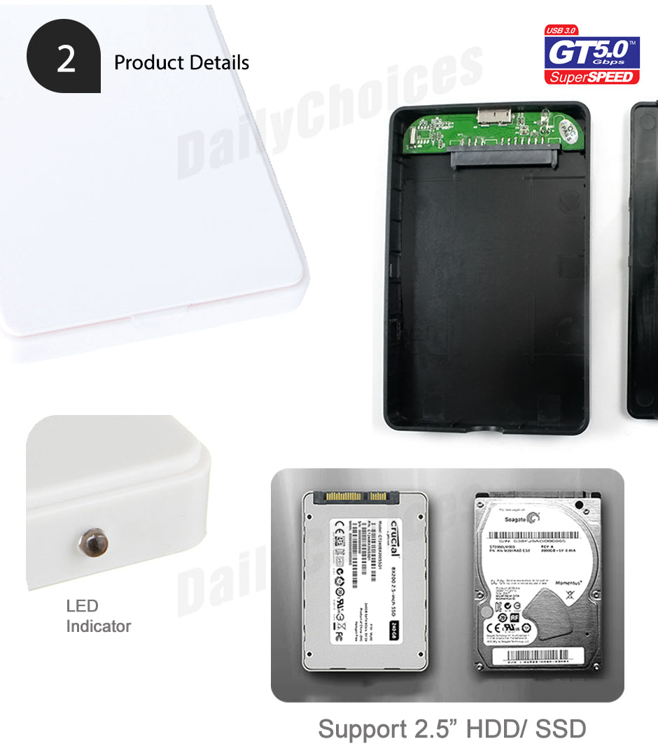 USB 3.0 2.5" SATA HDD Hard Drive External Enclosure Case