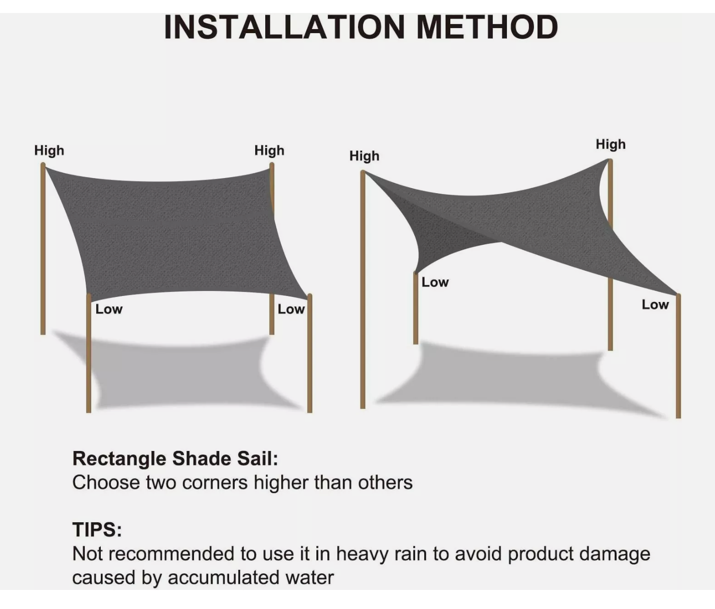 Rectangle Sun Shade Sail 98% UV Block 320GSM / 420D Extra Heavy Duty Shade Cloth