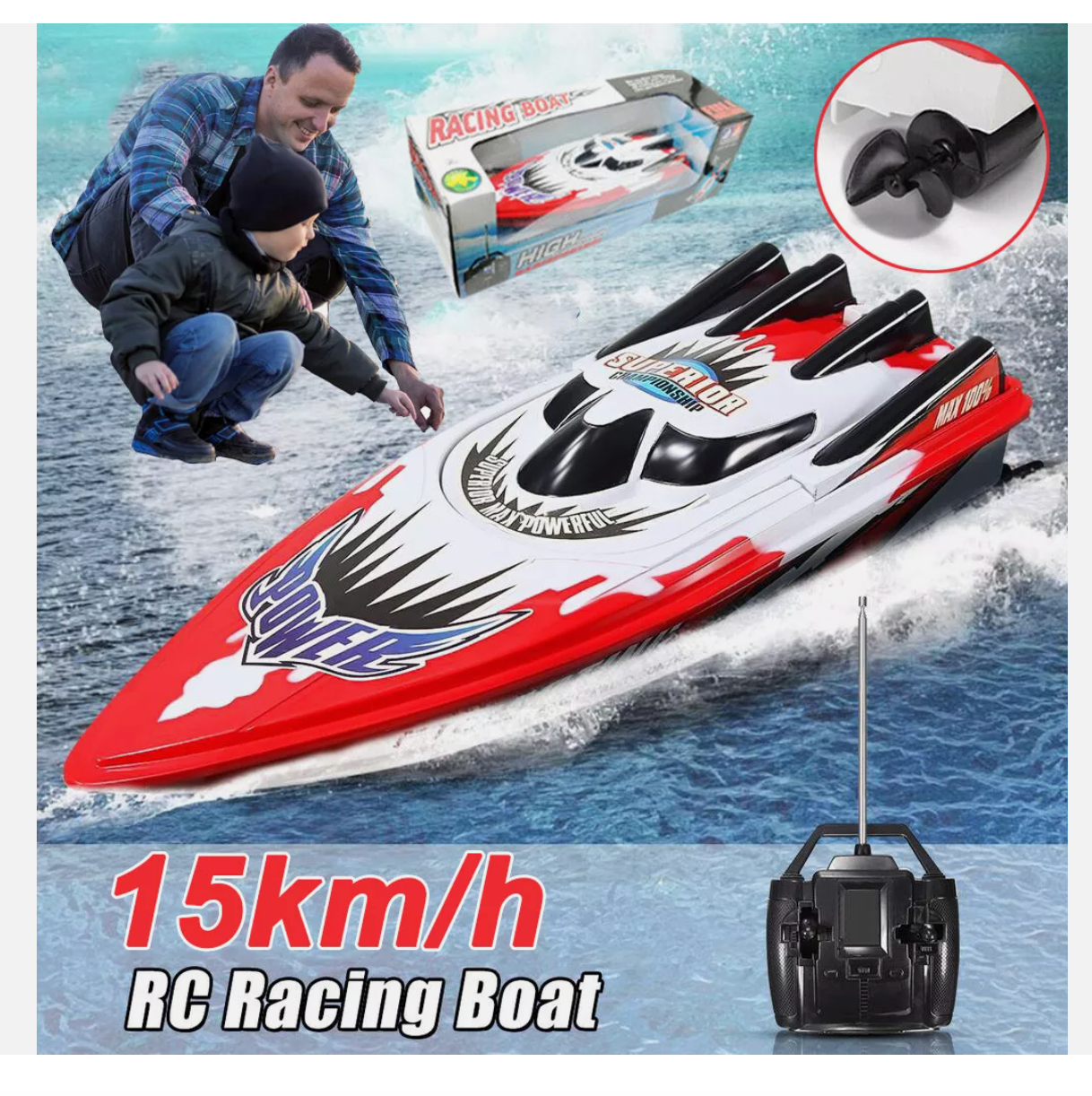 RC Boat Remote Control High Speed Boat Kids Outdoor Racing RC Ship Toy Gift 2.4G