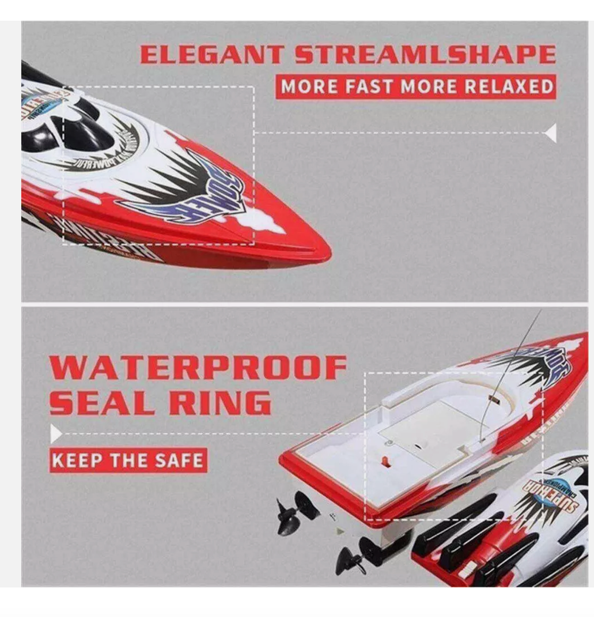 RC Boat Remote Control High Speed Boat Kids Outdoor Racing RC Ship Toy Gift 2.4G