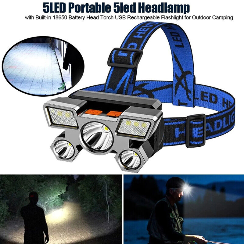 LED Head Light Torch USB Rechargeable Headlamp Flashlight Camping Fishing Lamp