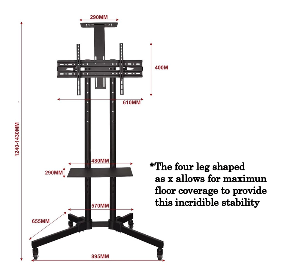 Portable Floor Adjustable TV Stand, TV Bracket Mount