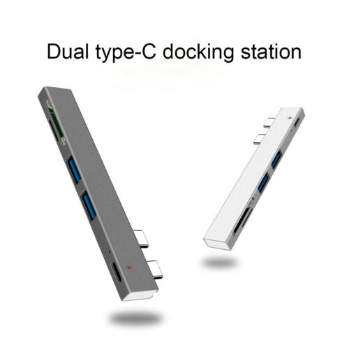 Dual Type C Hub USB-C to USB2.0 PD Charging Micro SD/SD CardDock Adapter