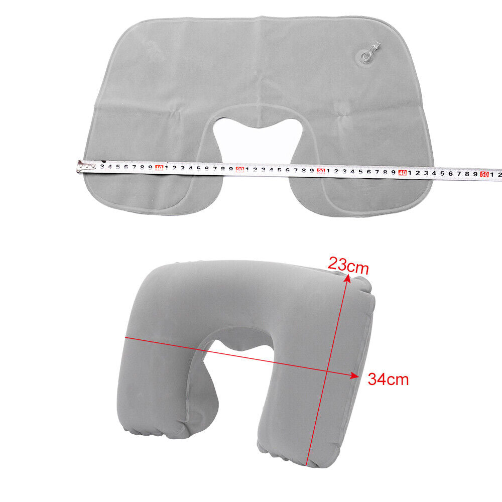 Portable Inflatable U Shaped Travel Neck Pillow Car Flight Head Rest Cushion