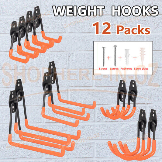 12 Packs Garage Storage Hooks Wall Mount Workshop Organizer Heavy Duty Steel