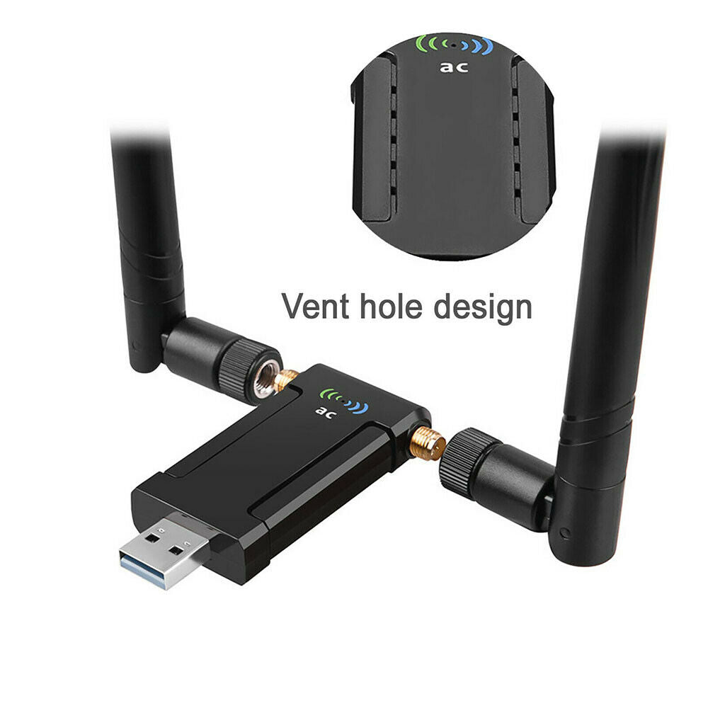 High Power USB AC Wireless WiFi Adapter Dongle 5dBi Dual Antenna 802.11AC