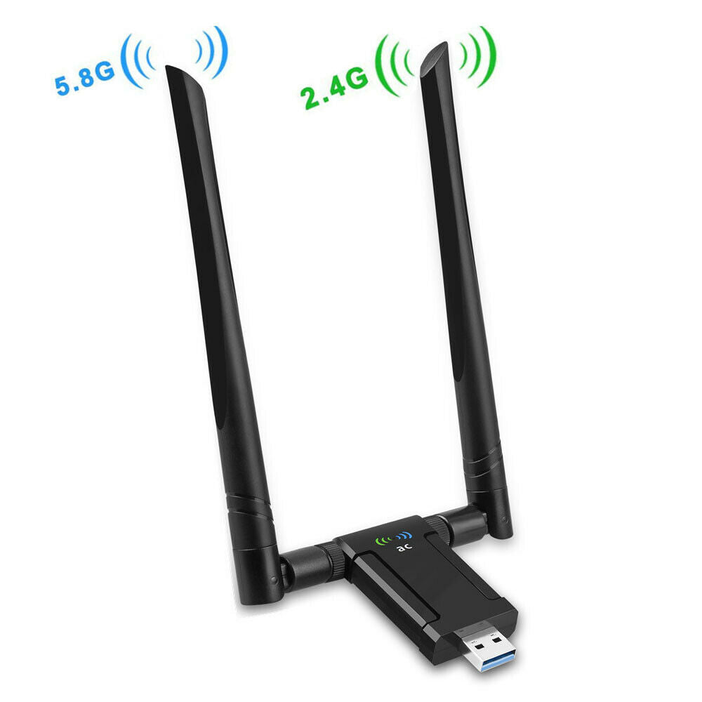 High Power USB AC Wireless WiFi Adapter Dongle 5dBi Dual Antenna 802.11AC