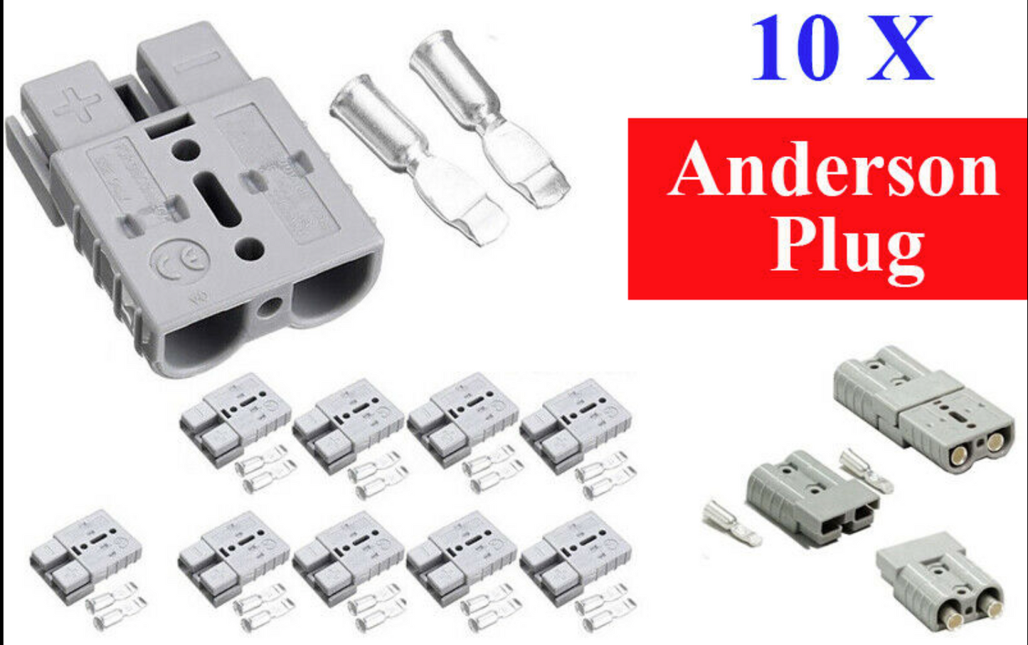 10 x Anderson Style Plug Connectors DC Power Tool 50 AMP 12-24V 6AWG