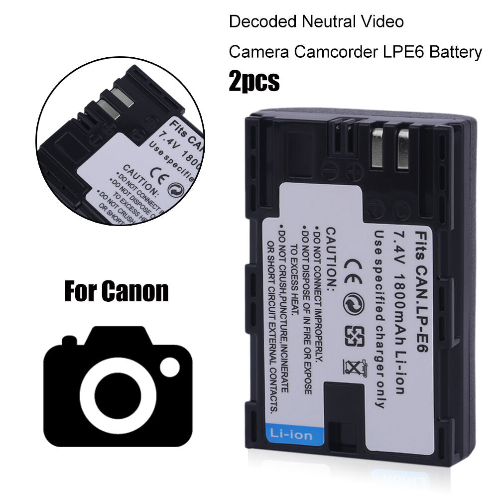 For Camera Battery LP-E6 LP-E6N Battery replacement Pack of 2