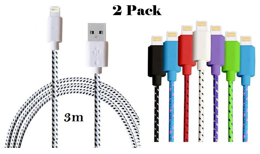 Pack of 2 For iPhone Charging Cable 3 metre